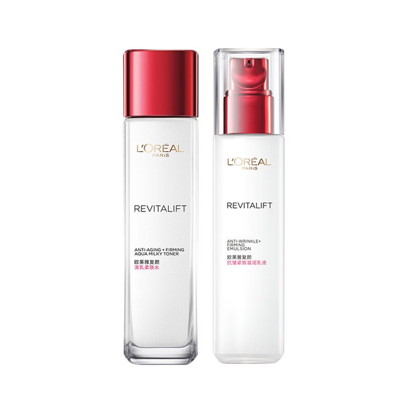 欧莱雅复颜抗皱紧致护肤套装水乳化妆品妈妈护肤品套装女士补水正品