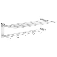 邦禾 挂毛巾架免打孔卫生间浴室双杆置物架子壁挂厕所浴巾架 40cm浴巾架(免打孔)可折叠