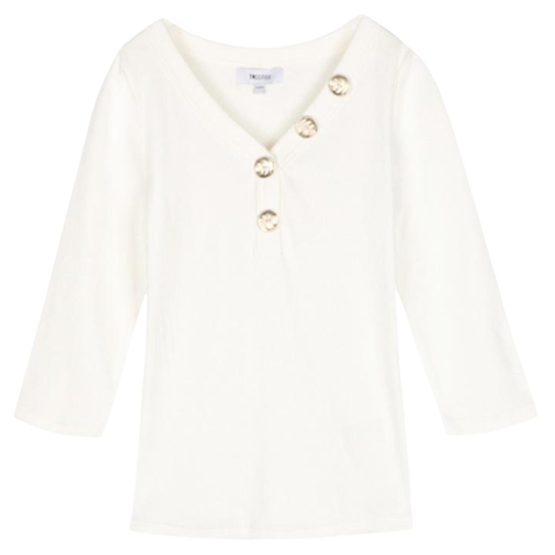 【专柜同款】7M简约百搭V领针织内搭新款纯色气质长袖上衣休闲女装70012622 本白 S