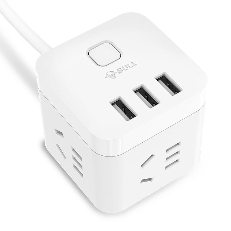 公牛(BULL)魔方USB插座 GN-U303U白色魔方全长3米 USB插座/插线板/插排/排插/接线板/拖线板