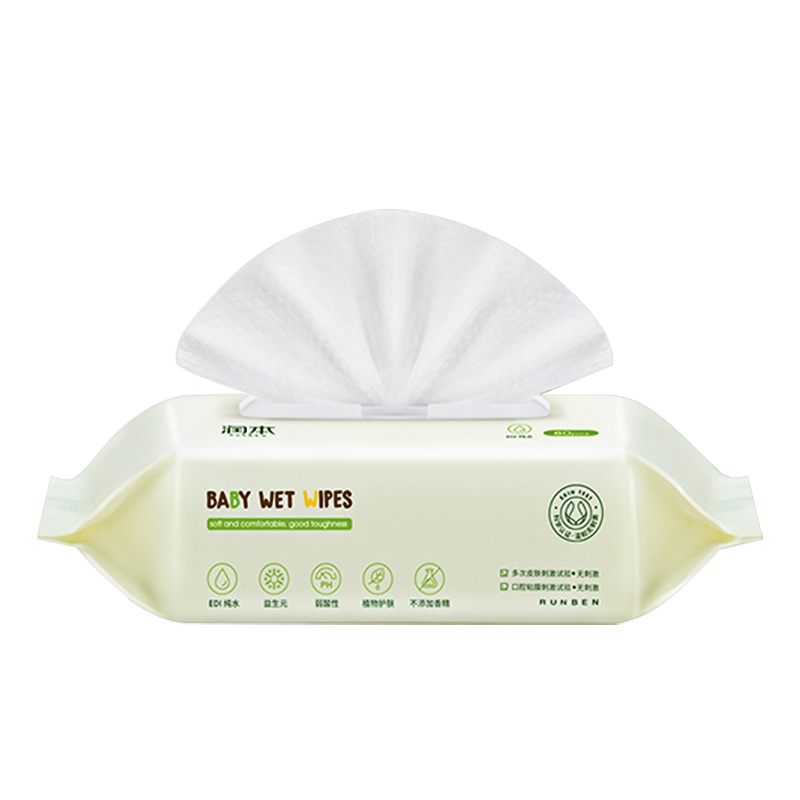 润本 婴儿手口湿巾(益生元)80片*1包 婴儿湿巾新生儿童宝宝手口屁专用湿纸巾带盖
