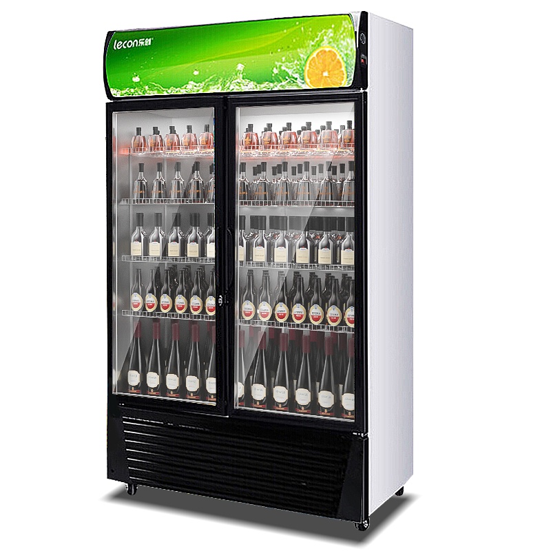 希冷(XILEN)展示柜冷藏饮料柜商用水果保鲜柜超市冰箱立式便利店冰柜啤酒柜单门双门三门直冷风冷 双门蓝白色 风冷