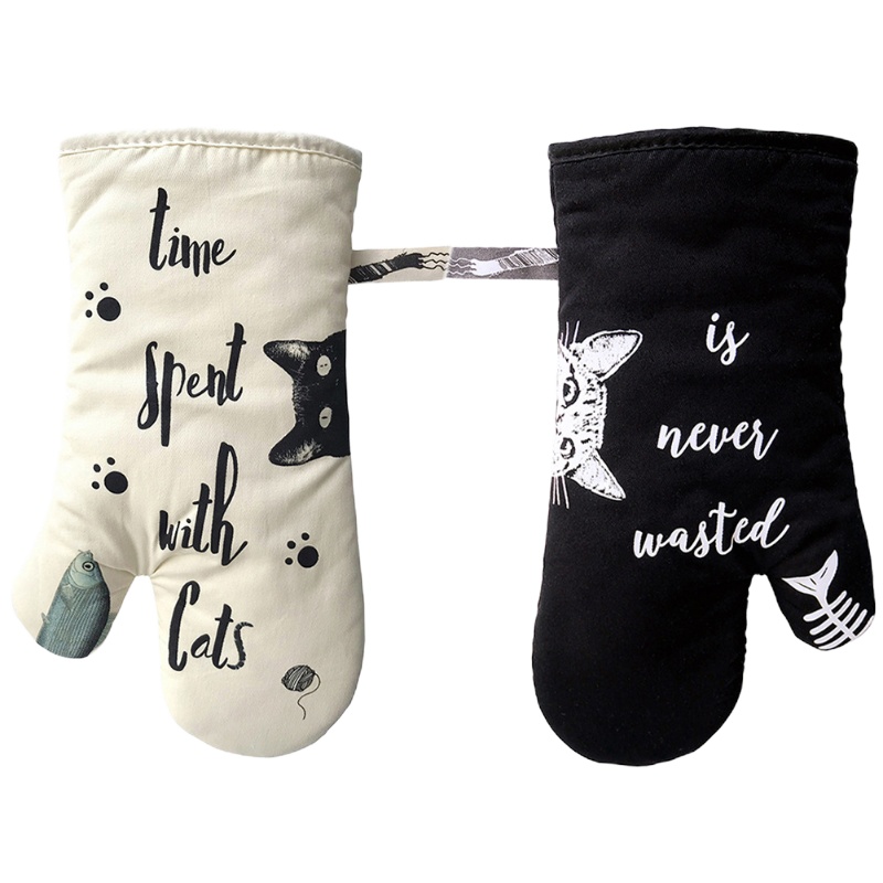 GREVY 烤箱手套防烫隔热加厚烘焙手套棉微波炉加长厨房家用高温 国泰家和 隔热垫子 黑色包边