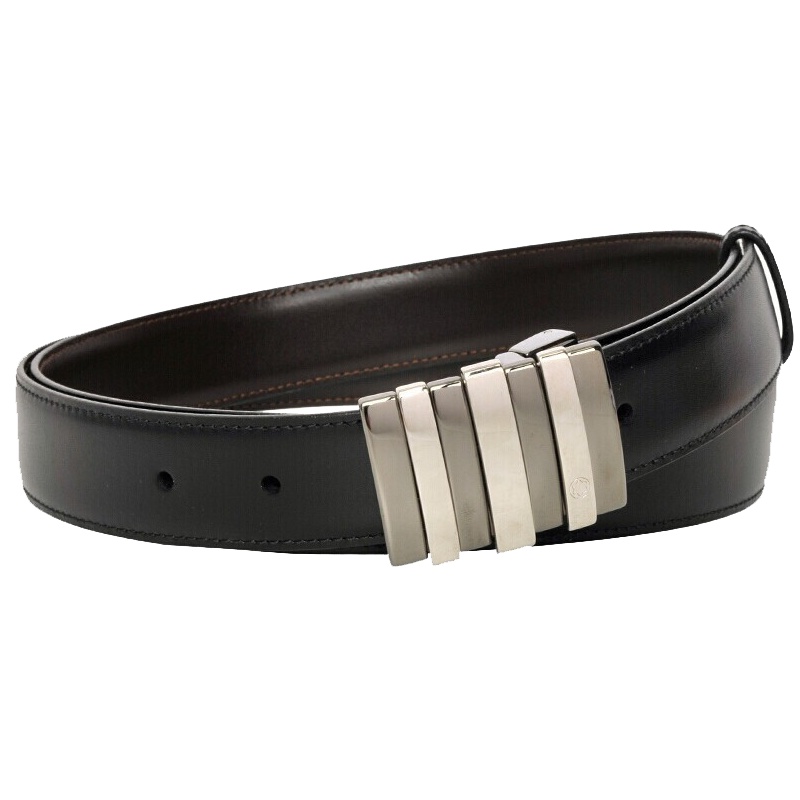 [海外直邮]Montblanc万宝龙男士皮带新款双面镀钯金黑色牛皮平滑板扣腰带103427