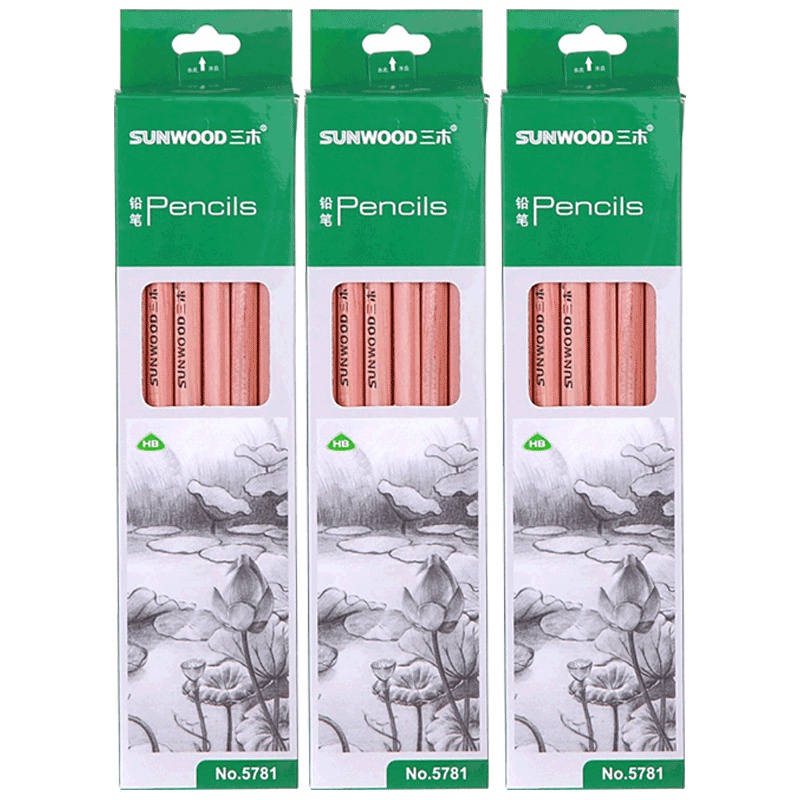 三木(SUNWOOD)5781 12支/盒 3盒 HB六角杆铅笔 学生文具
