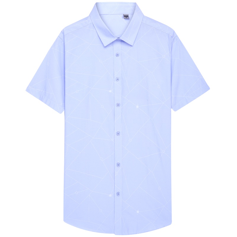 HODO 红豆男装夏季男士短袖衬衫商务休闲几何印花舒适短袖衬衫男