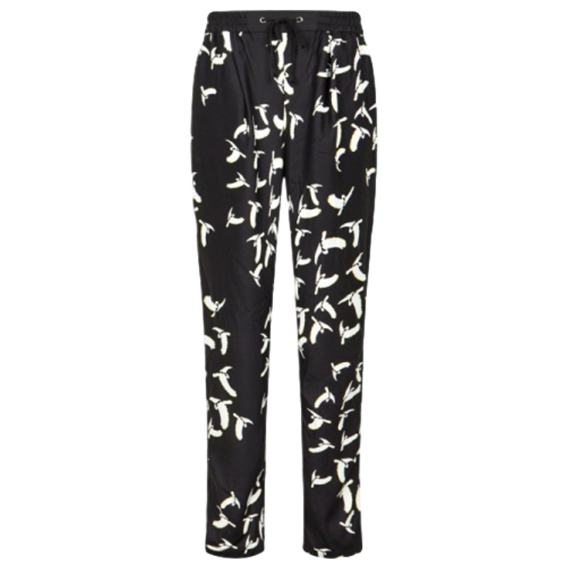 【福利款】拉夏贝尔淑女撞色印花直筒休闲裤子