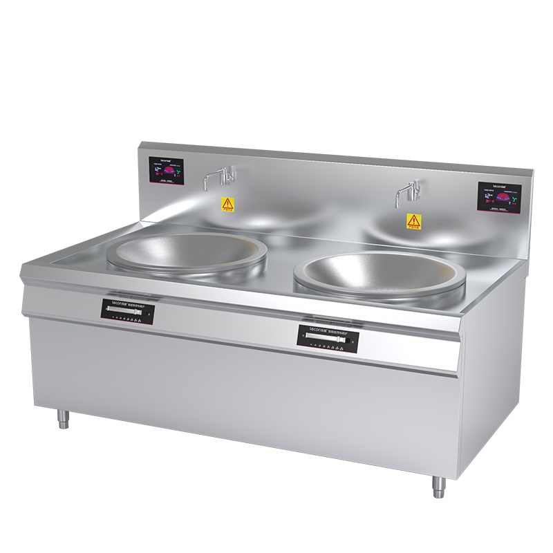 乐创(Lecon)商用电磁炉双头电磁大锅灶直径900 380V8档控制酒店饭堂企业工程 LC-J-A90D2