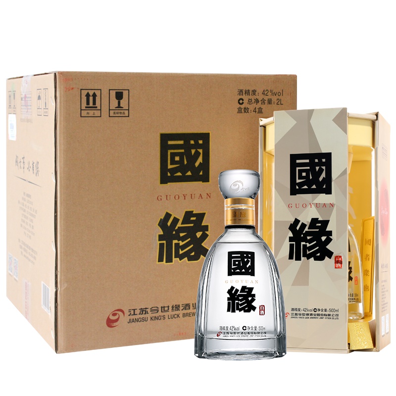今世缘 国缘四开 幽雅醇厚型白酒 42度500ml*4瓶 整箱装