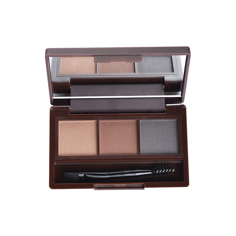 稚优泉三色眉粉 防水防汗不脱色 不易晕染一字眉带眉刷初学者