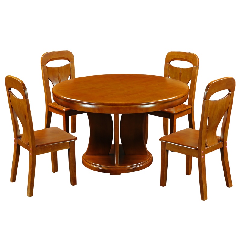 HiBoss餐桌圆桌吃饭桌子餐桌圆桌饭桌实木餐桌椅组合