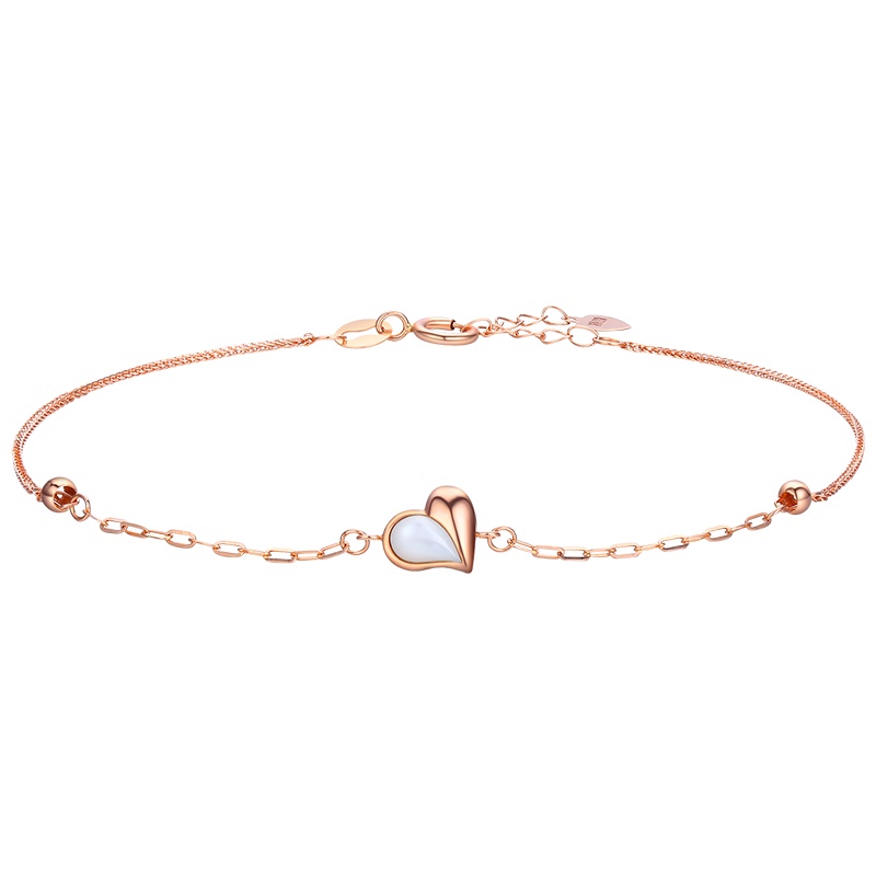 佰色传情(BRIR)瑞丽轻奢18K金彩金手链女爱心Au750玫瑰金手环官方正品手饰送女友送闺蜜生日礼物约会礼物时尚潮流