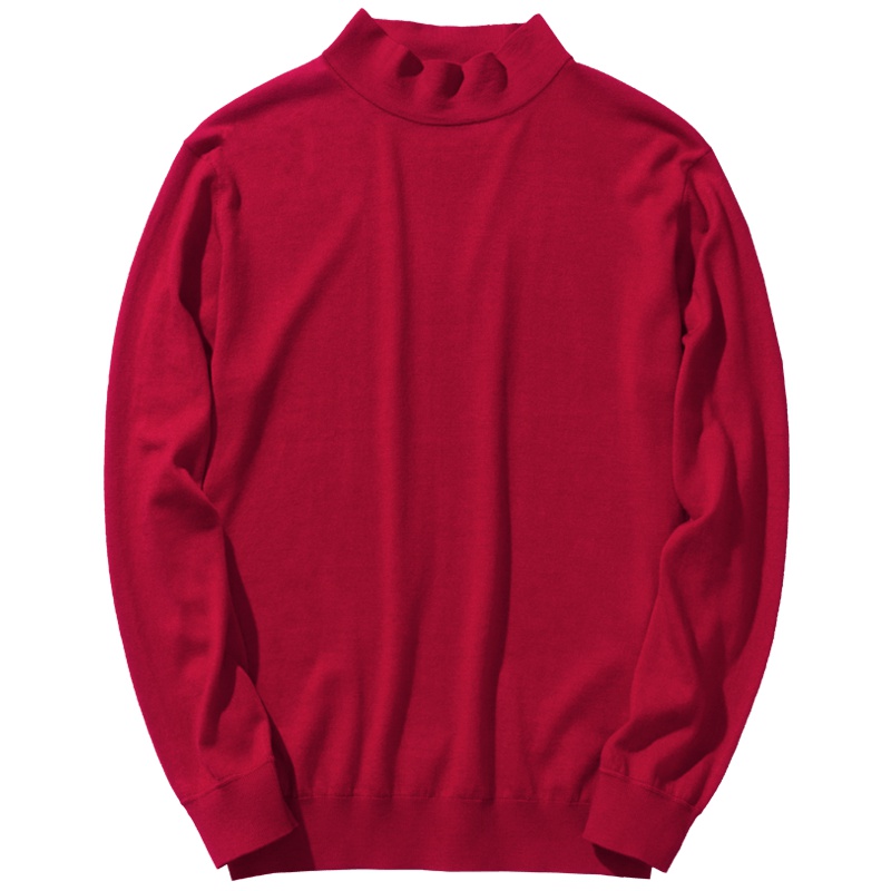 千纸鹤男士毛衣2019秋季新款高领修身套头纯色针织衫男上衣50093