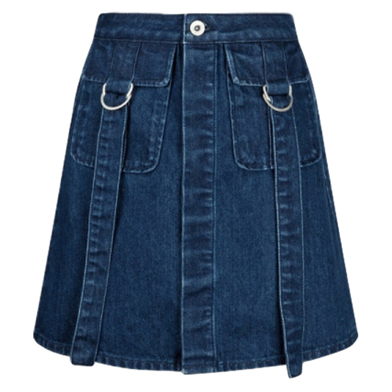 拉夏贝尔时尚夏季新款韩版高腰显瘦A字裙百搭一步牛仔半身裙