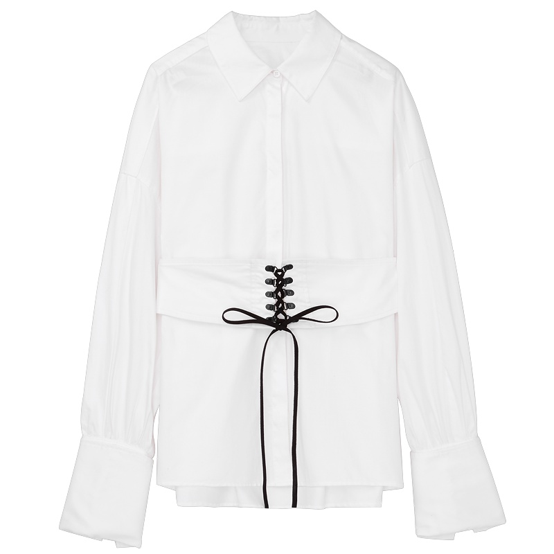 2019爱居兔秋季女装可脱卸腰袢长袖休闲衬衫