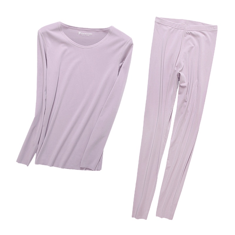 真彩内衣男女套装秋冬无痕打底衣裤兰精莫代尔纯色情侣秋衣秋裤薄