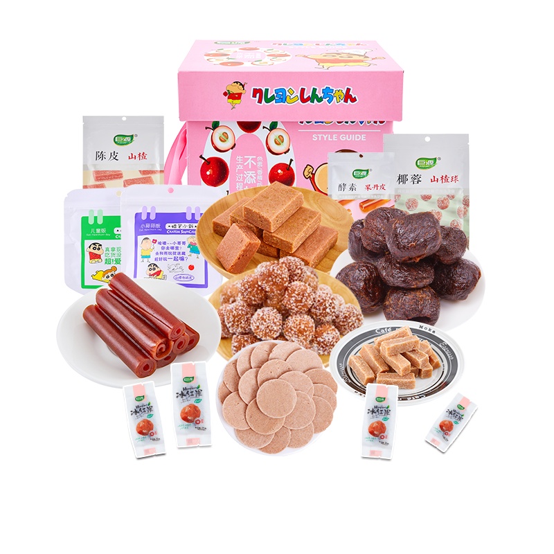 巨源不含添加山楂粉装礼盒 内含15袋山楂条山楂片卷酵素陈皮椰蓉空心山楂多种蜜饯果脯果干组合年货伴手礼送女友零食大礼包