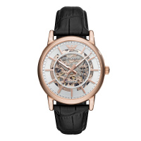 阿玛尼(EMPORIO.ARMANI)手表 皮质表带全自动镂空休闲机械表男士腕表商务休闲腕表 AR60007