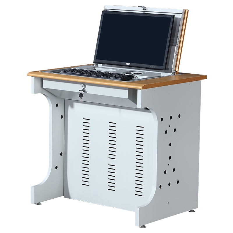 文灵翻转电脑桌多媒体电教室机房培训桌学校隐藏式单人双人三人