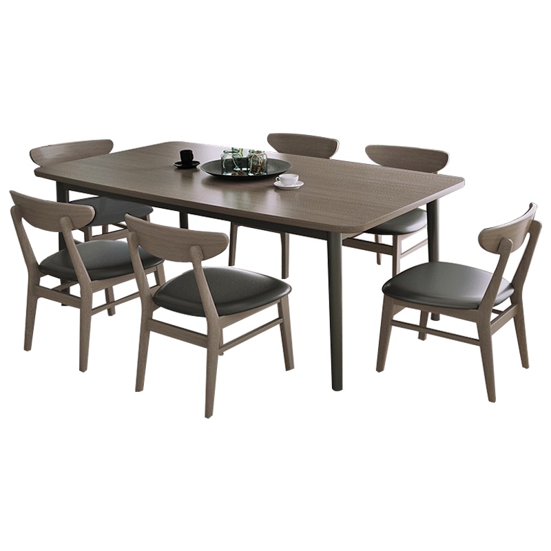 三圣 北欧餐桌椅组合现代简约大小户型实木餐桌一桌六椅长方形饭桌