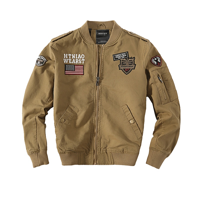 简号加绒加厚飞行夹克男薄款秋冬机车夹克纯棉水洗军旅风军迷型男士外套JH2502