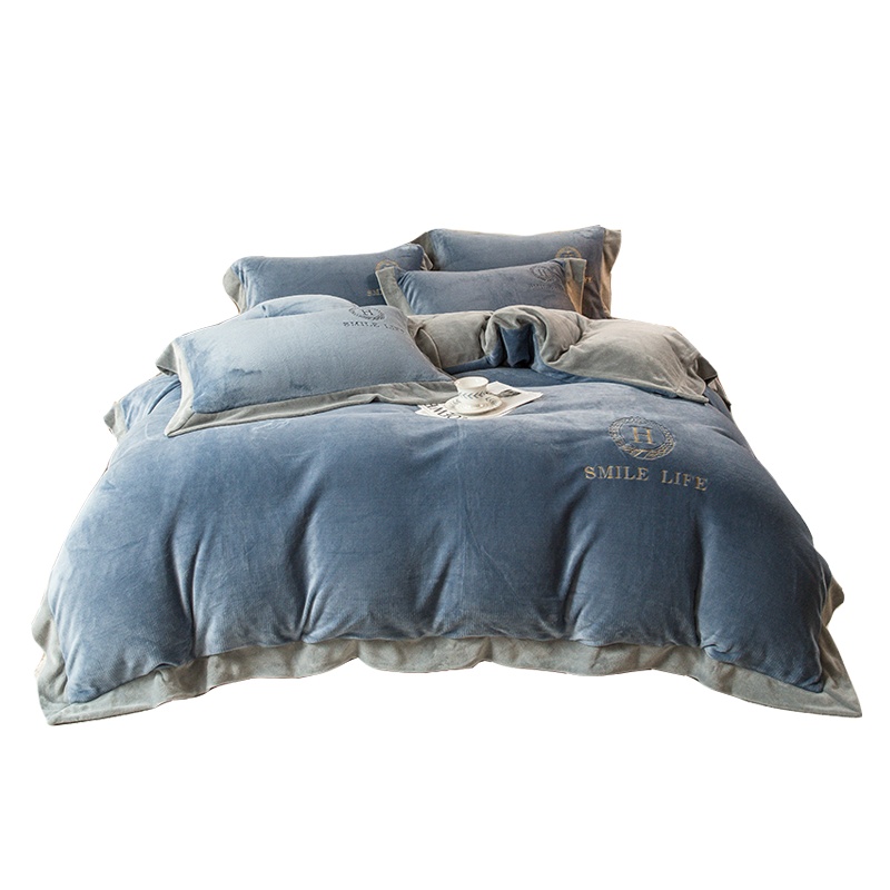 南极人(NanJiren)家纺 轻奢风牛奶绒四件套珊瑚绒1.8米床床单被套法兰绒床上用品