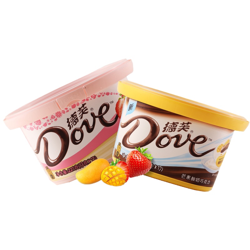 德芙小清新碗装巧克力草莓抹茶芒果酸奶味曲奇白巧克力2碗装休闲零食小吃