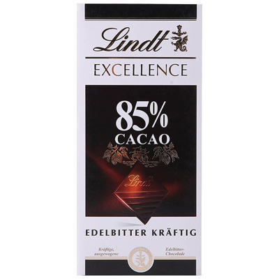 Lindt瑞士莲 进口特醇排装85%可可黑巧克力 100克/盒