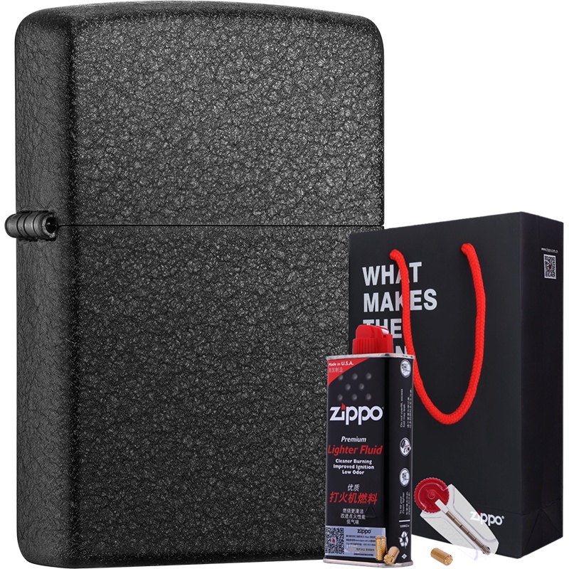 ZIPPO芝宝官方旗舰店原装正版ZIPPO打火机236黑裂漆原装礼盒套装ZCBEC-63