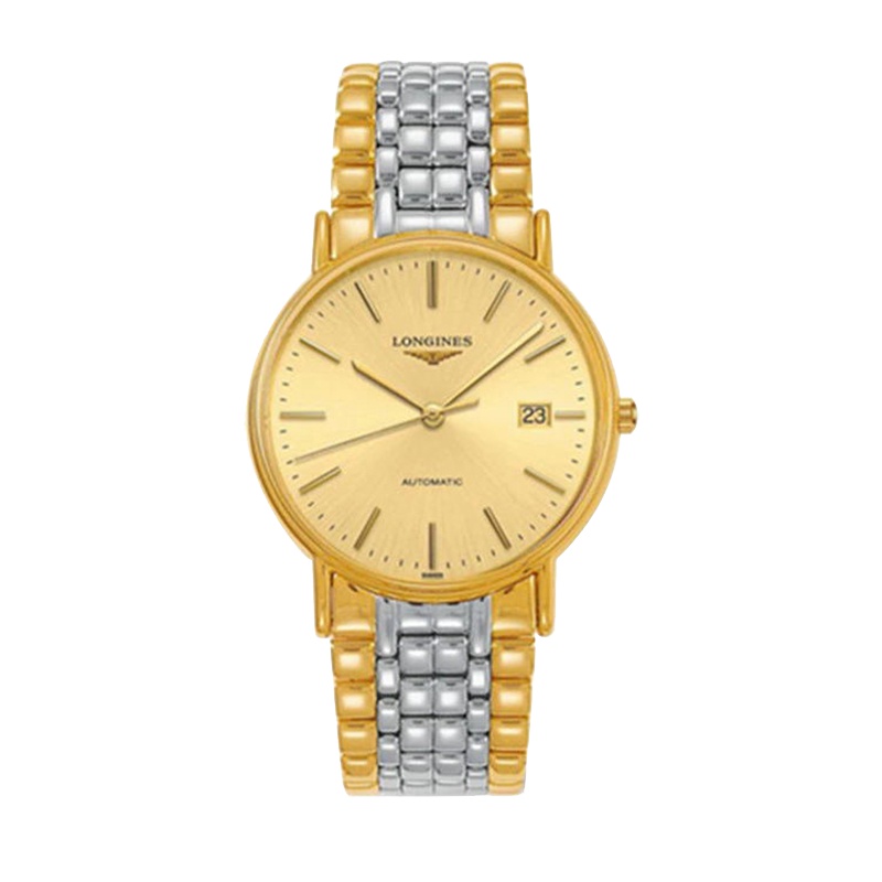 浪琴(Longines)瑰丽系列 精钢表带镂空表底自动机械男表 全金表盘 时尚 休闲 男士手表 商务 正装 机械男表