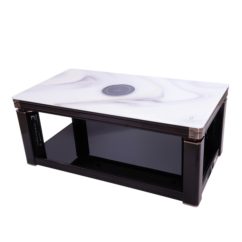 艾尚佳电暖炉电暖桌取暖桌升降电暖茶几浮雕面板遥控浮光掠影黑桃木120*70*54-72cm取暖茶几家用电取暖器烤