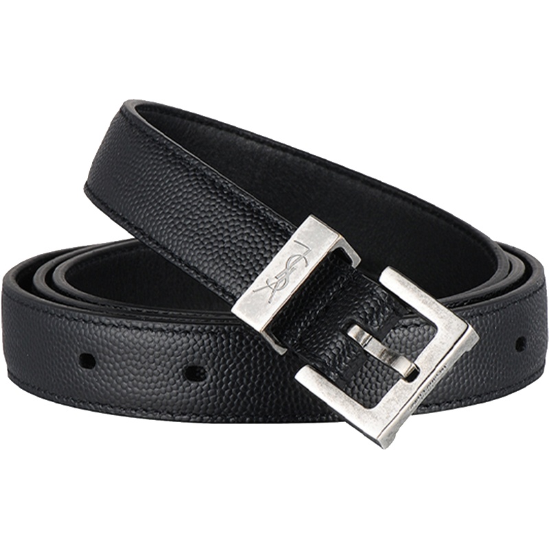 Yves Saint Laurent YSL圣罗兰 男士黑色皮革针扣皮带腰带(95cm) 467000