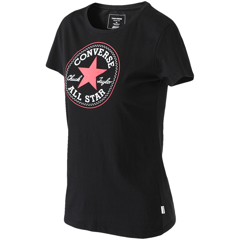 【自营】Converse匡威女装针织透气圆领运动休闲短袖T恤10004424 M 10004424-A01黑色