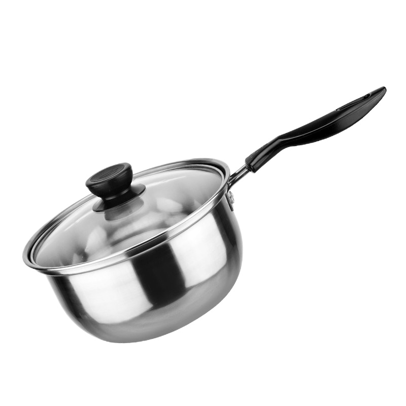 燃气汤锅煮面小奶锅宿舍烧水带把温奶家用不锈钢单柄平底粥锅 FENGHOU 22CM弧形汤锅