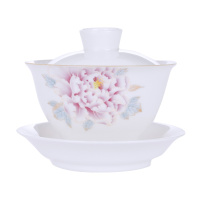 景德镇陶瓷手绘三才盖碗茶杯泡茶单个白瓷功夫茶具家用送礼