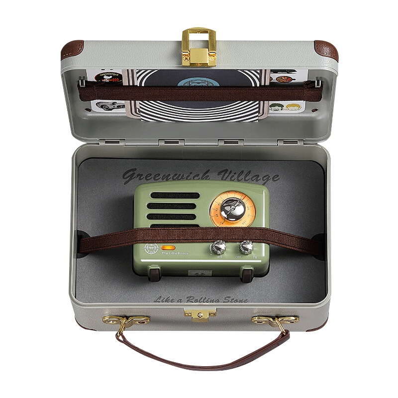 猫王收音机 小王子OTR 无线便携蓝牙音箱迷你小音响可爱复古音响家用金属低音炮收音机创意礼品 复古绿