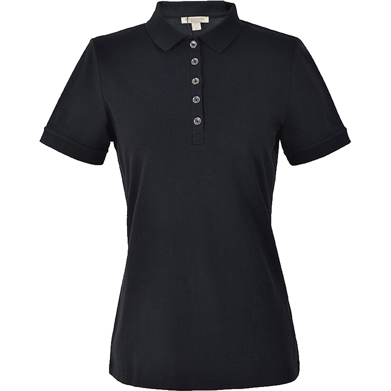 BURBERRY 博柏利 女士棉质格纹装饰弹力珠地网眼布短袖POLO衫T恤