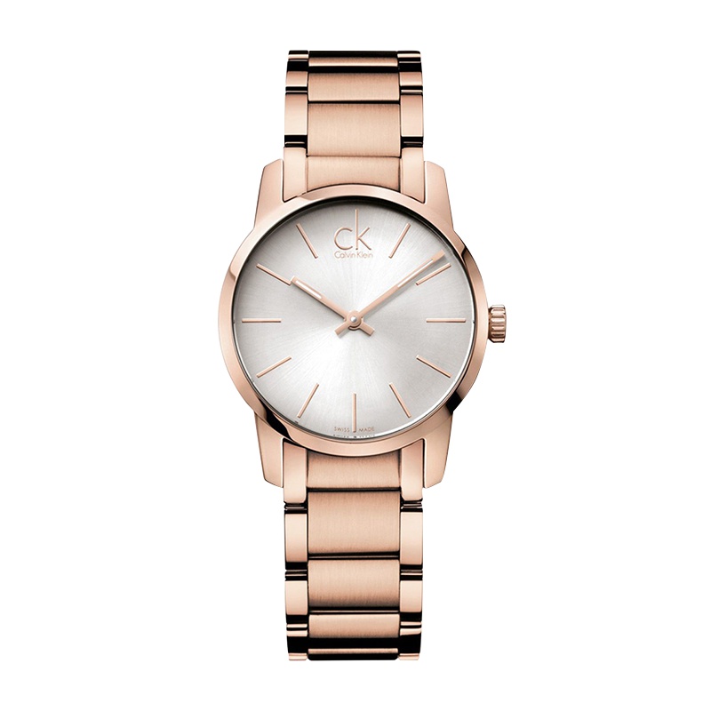 CK卡文克莱手表女表银盘玫瑰金表带表壳石英表