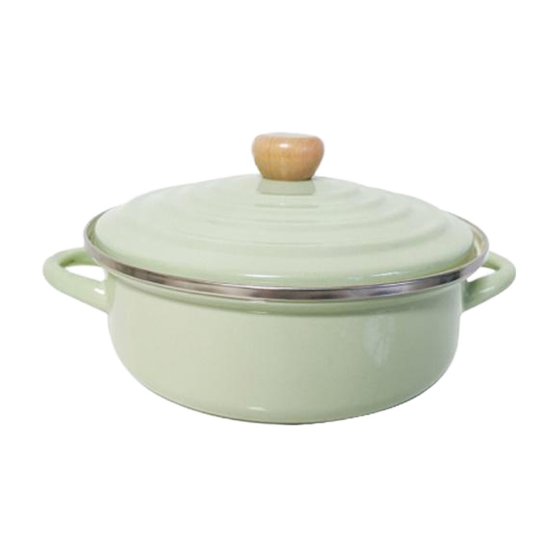 肥龙搪瓷双耳汤锅日式加厚炖锅珐琅锅26cm电磁炉燃气 FENGHOU 特厚26cm汤锅牛油果绿