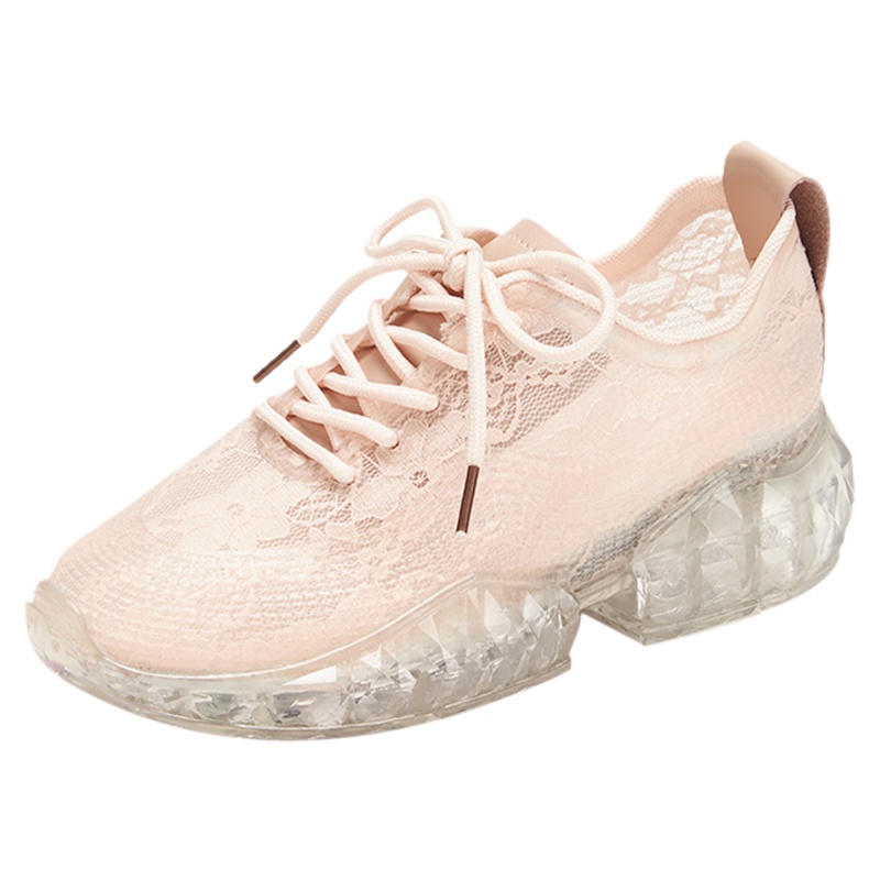 达芙妮新款系带透气蕾丝厚底休闲老爹鞋