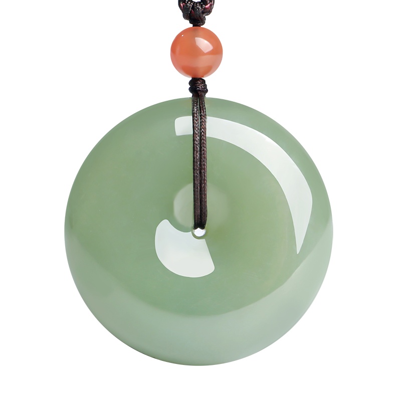 印象眸 和田玉平安扣吊坠 浅青玉男女款挂件油润圆环玉石坠子