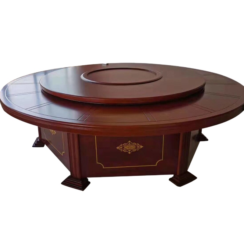 鑫兆昇XZS-C502实木餐桌酒店包房餐桌餐厅客厅民宿包厢会所大圆桌旋转桌多人桌