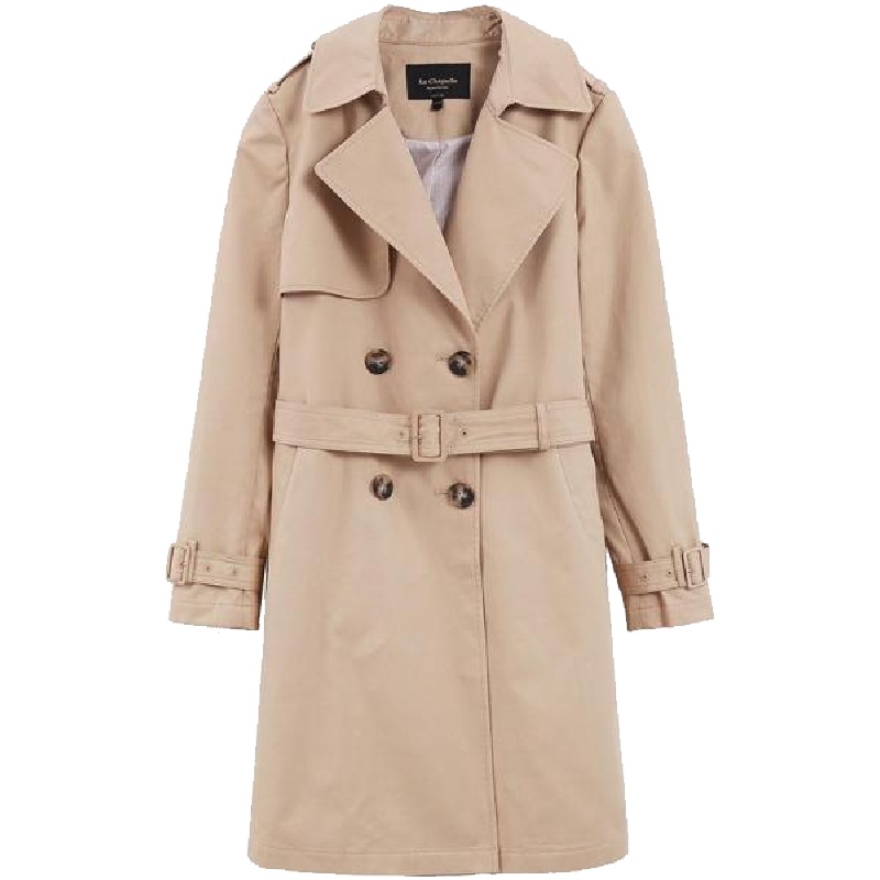 上新拉夏贝尔冬季新款简约韩版宽松系带显瘦气质中长款风衣女10018266