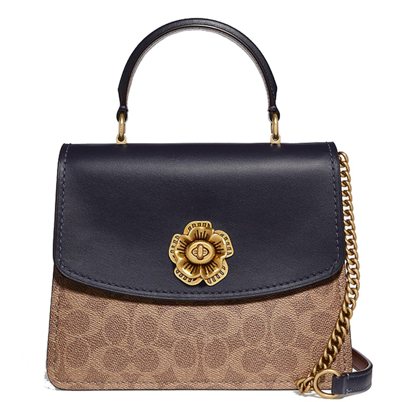 [直营]蔻驰(COACH) 涂层帆布配皮 玫瑰旋锁 PARKER手提包 单肩包 斜挎包链 条包 女包 软