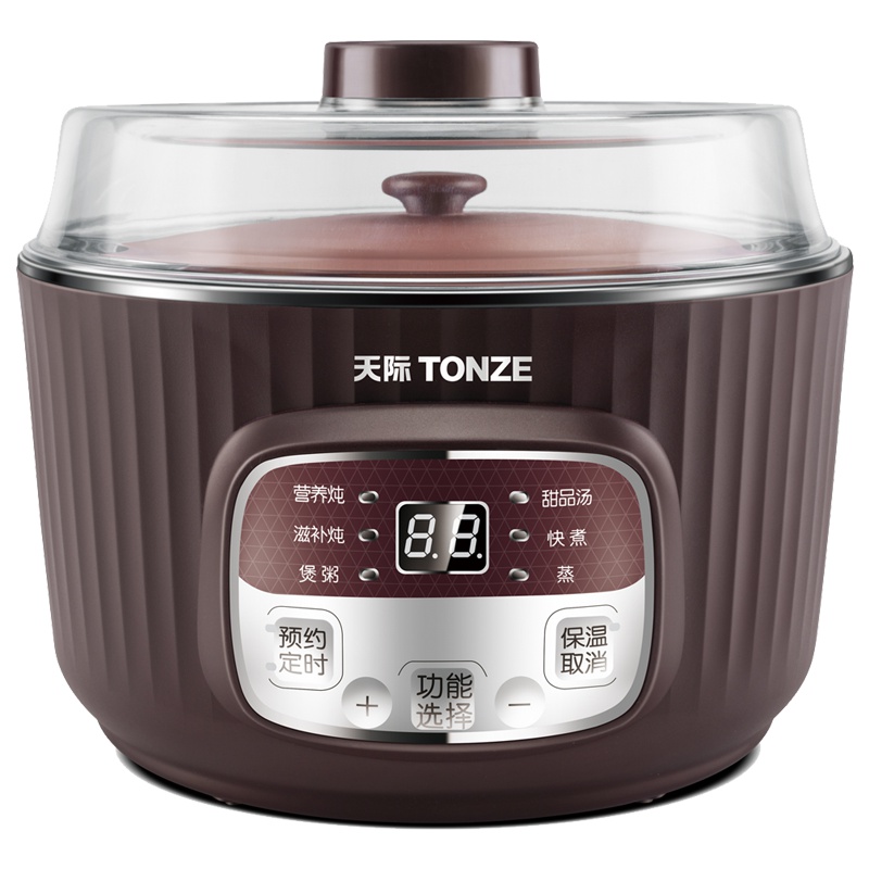 天际DGD18-18HWG微电脑紫砂隔水炖盅紫砂内胆一锅三胆电炖锅全自动家用煲汤煮粥锅预约定时1-2L/1.8升