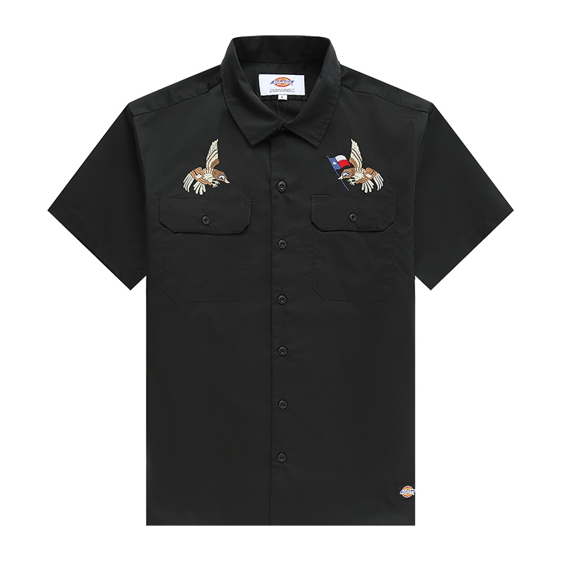 DICKIES 男士新款短袖衬衫斜纹绣花休闲时尚潮流工装衬衫