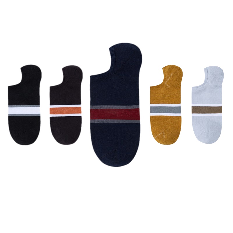猫人MiiOW男士袜子撞色短袜春夏新短筒舒适运动低帮袜船袜5双装