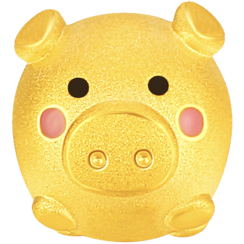 金一 足金3D硬金萌萌猪黄金吊坠路路通女士宝宝本命年小金猪(定价)ACD051