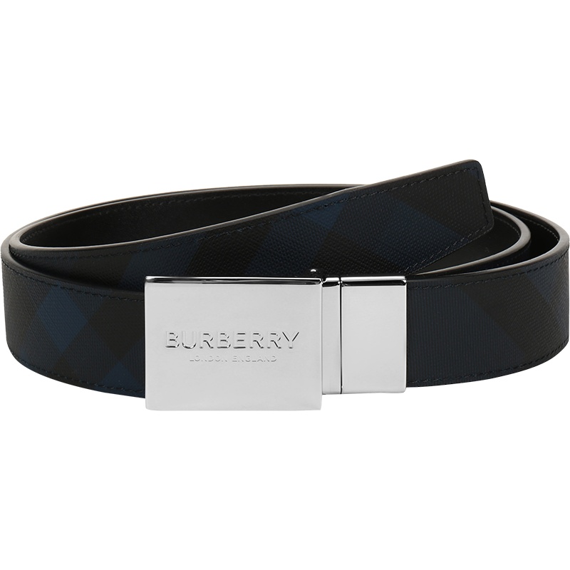 BURBERRY 博柏利 男款 热塑性聚氨酯/织物/皮革板扣式双面皮带腰带 80219921