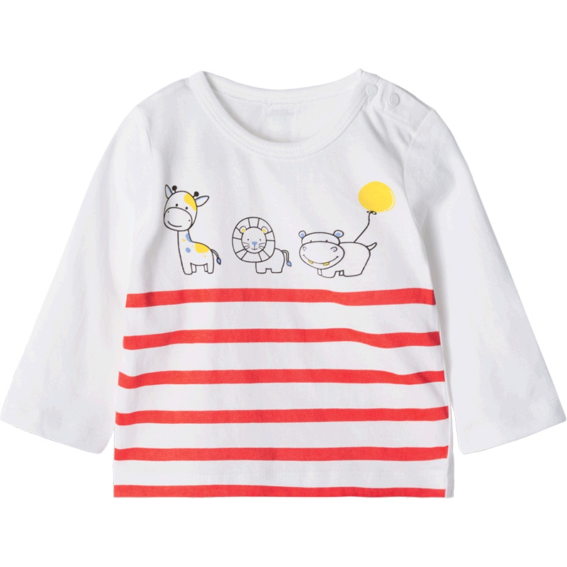 贝贝怡男童时尚条纹纯棉秋装长袖T恤193S2207